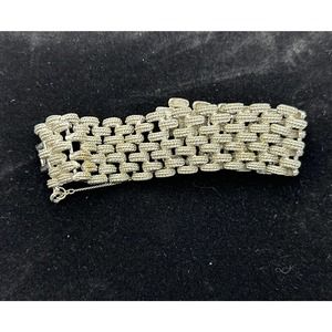 Vintage! 1960’s Silver-Plated Monet Bracelet with Clasp and Safety!